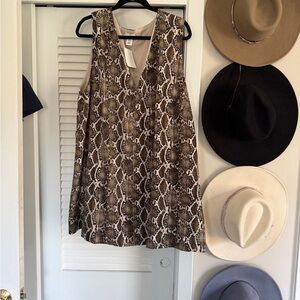 H&M Brown Snake Print Midi Dress
